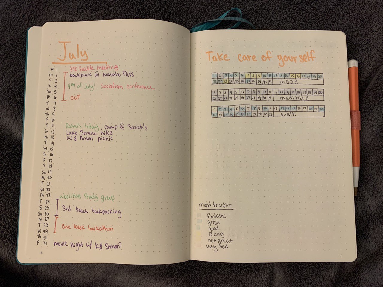 My journal monthly layout